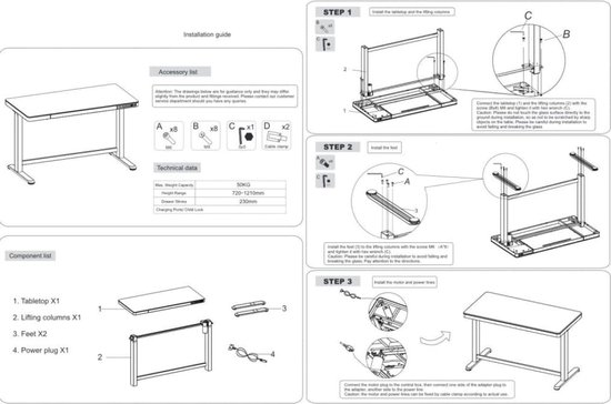 Euroseats assis-debout réglable électriquement - travail à domicile - 120x60 cm - Glas noir