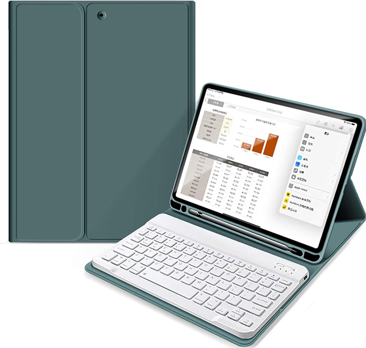 Mobiq - geschikt voor iPad 10.9 inch 2022 Hoes met Toetsenbord - donkergroen