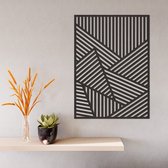 Geometrische Wanddecoratie - Paneel Lijnen Vormen - Dieren - Hout - Wall Line Art - Muurdecoratie - Woonkamer - Slaapkamer - Om Aan De Muur Te Hangen - Zwart - 40 x 29 cm