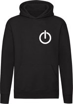 Aan knop | start | knop | computer | pc | IT | programmeur | druk knop | Unisex | Trui | Hoodie | Sweater | Capuchon | Zwart