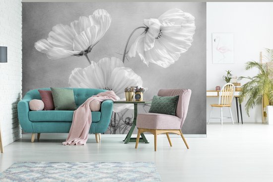 Behang - Fotobehang Bloemen - Stilleven - Waterverf - Breedte 325 cm x hoogte 260 cm