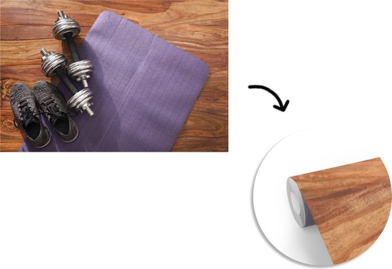 Papier peint photo peint photo vinyle - Les deux poids et chaussures de sport sont prêts pour le fitness largeur 450 cm x hauteur 300 cm - Tirage photo sur papier peint (disponible en 7 tailles)