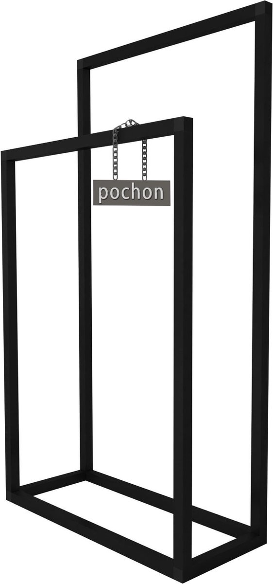 Pochon Home - Handdoekrek Metaal - Mat Zwart - 2 Rails Vrijstaand - Metaal - Handdoekhouder - Handdoekenrek