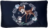 Bambi Disney - Marineblauw kussen, rechthoekig, velours, 50x30 cm, OEKO-TEX