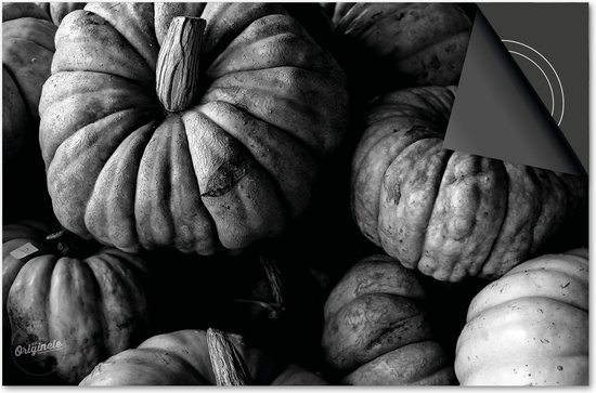 Protection induction 60x60 - plaque de recouvrement tapis induction - Dietrix Protection plaque de cuisson - DELUXE - Automne - Gourdes noir et blanc