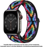 Veelkleurige Verstelbare Elastische Nylon Horloge Band geschikt voor Apple Watch 1, 2, 3, 4, 5, 6, 7, SE & Nike+, 38mm, 40mm & 41mm "Vrouwenbreedte" Series – Maat: zie maatfoto - Zacht Geweven Nylon - 38 mm, 40 mm en 41 mm -