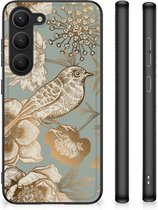 Bloemen Hoesje geschikt voor Samsung Galaxy S23 Vintage Bird Flowers