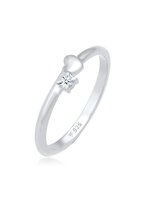 Elli PREMIUM Dames Ring Diamant (0.03 ct.) Herz Symbol 925 Sterling Silber