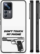 Telefoonhoesje Xiaomi 12T | 12T Pro Back Case Siliconen Hoesje met Zwarte rand Pistol Don't Touch My Phone