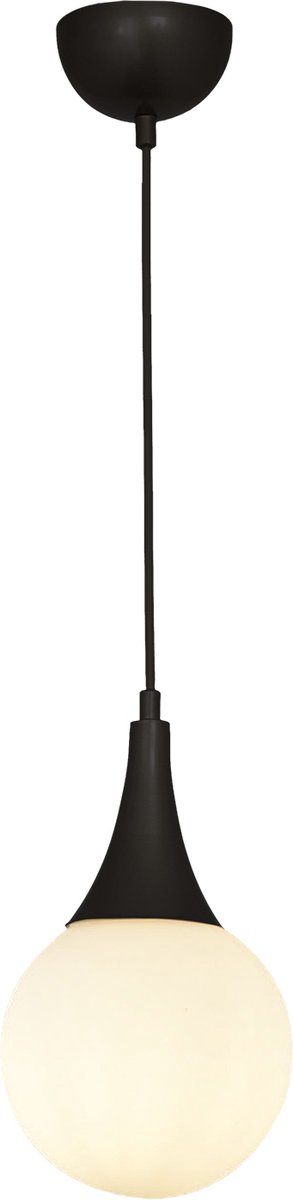 Chesto Nova Single Milky - Luxe Industriële Hanglamp - 1 Glazen Bol Crème Wit - Eetkamer, Woonkamer