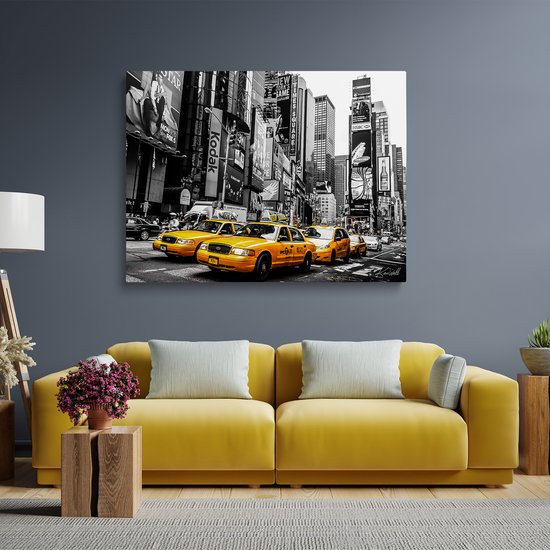 Luxe Canvas Schilderij Cabs | 75x100 | Woonkamer | Slaapkamer | Kantoor | Muziek | Design | Art | Modern | ** 4CM DIK! 3D EFFECT**