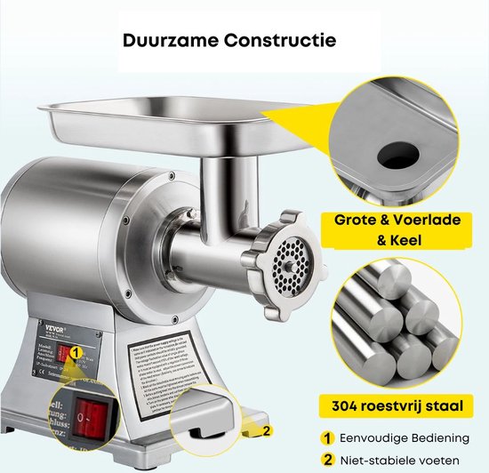 NEWTRY 0,27 Vleessnijmachine Commercieel 350lbs/u
