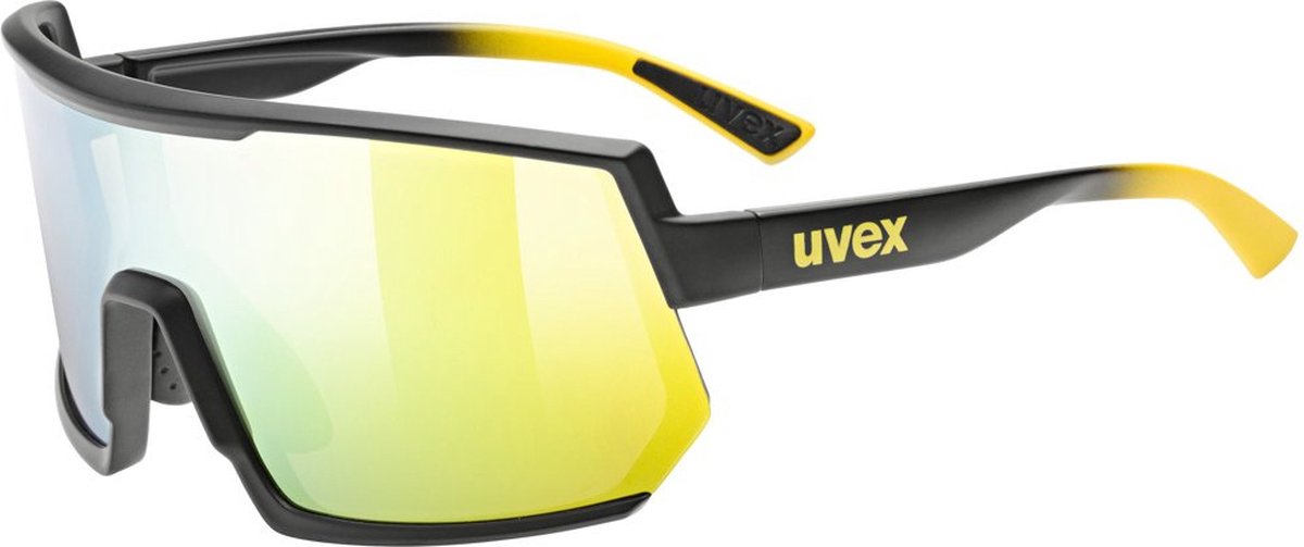 UVEX Sportstyle 235 Supravision Zonnebril - Sunbee Black Matt - Supravision Mirror Yellow/CAT2