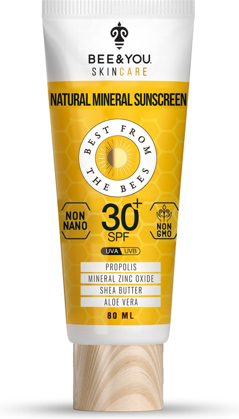BEE&YOU Antioxidant Natuurlijke Minerale Zonnebrand - Natuurlijke Zonbescherming - SPF 30+