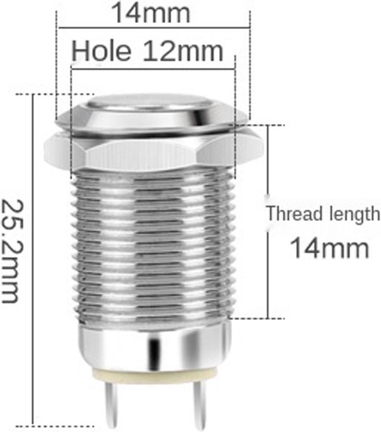 Bouton Poussoir 12V - Metal