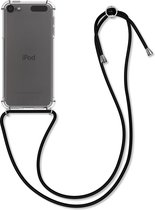 kwmobile Hoesje compatibel met Apple iPod Touch 6G / 7G (6de en 7de generatie) - Met koord - Siliconen cover in transparant / zwart