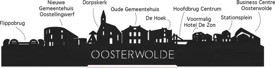 Skyline Oosterwolde Walnut - 80 cm - Décoration de la maison - Décoration murale - Plus de villes disponibles - Idée de salon - City Art - City art - Cadeau pour lui - Cadeau pour elle - Anniversaire - Mariage - WoodWideCities