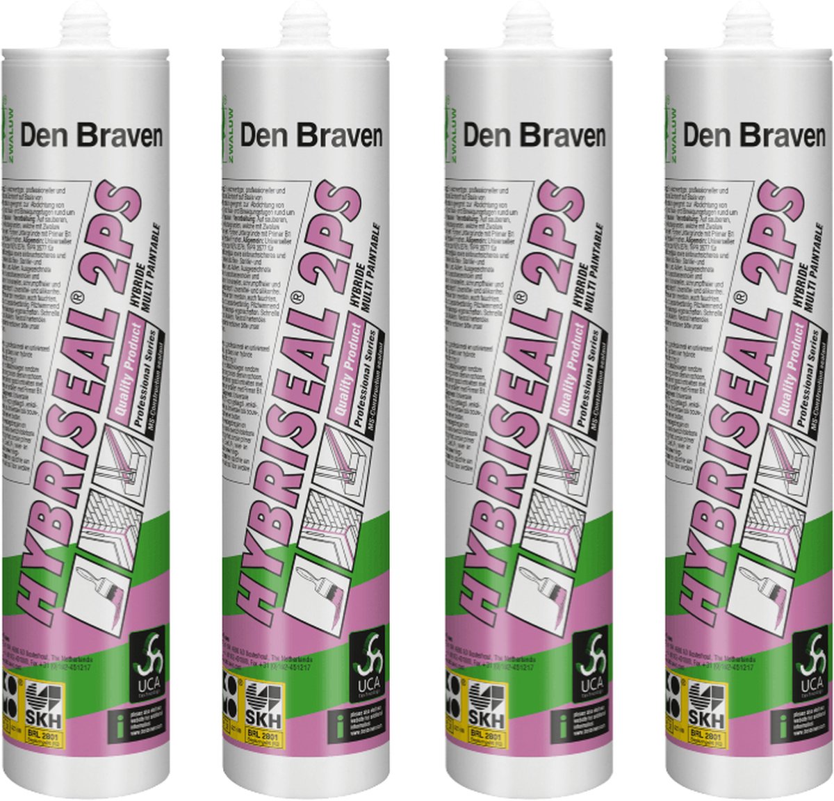 Zwaluw Hybriseal 2PS - beglazingskit - wit - 4 x 290 ml