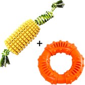 Filo Corn Cob Dog Toy + Carotte Dog Jouets à mâcher à mâcher pour chien avec fil dentaire - Jouet de dentition Soins bucco-dentaires Chiens - Os de chien - Balle pour chien - Groot - Klein - Jouets de dentition pour Puppy