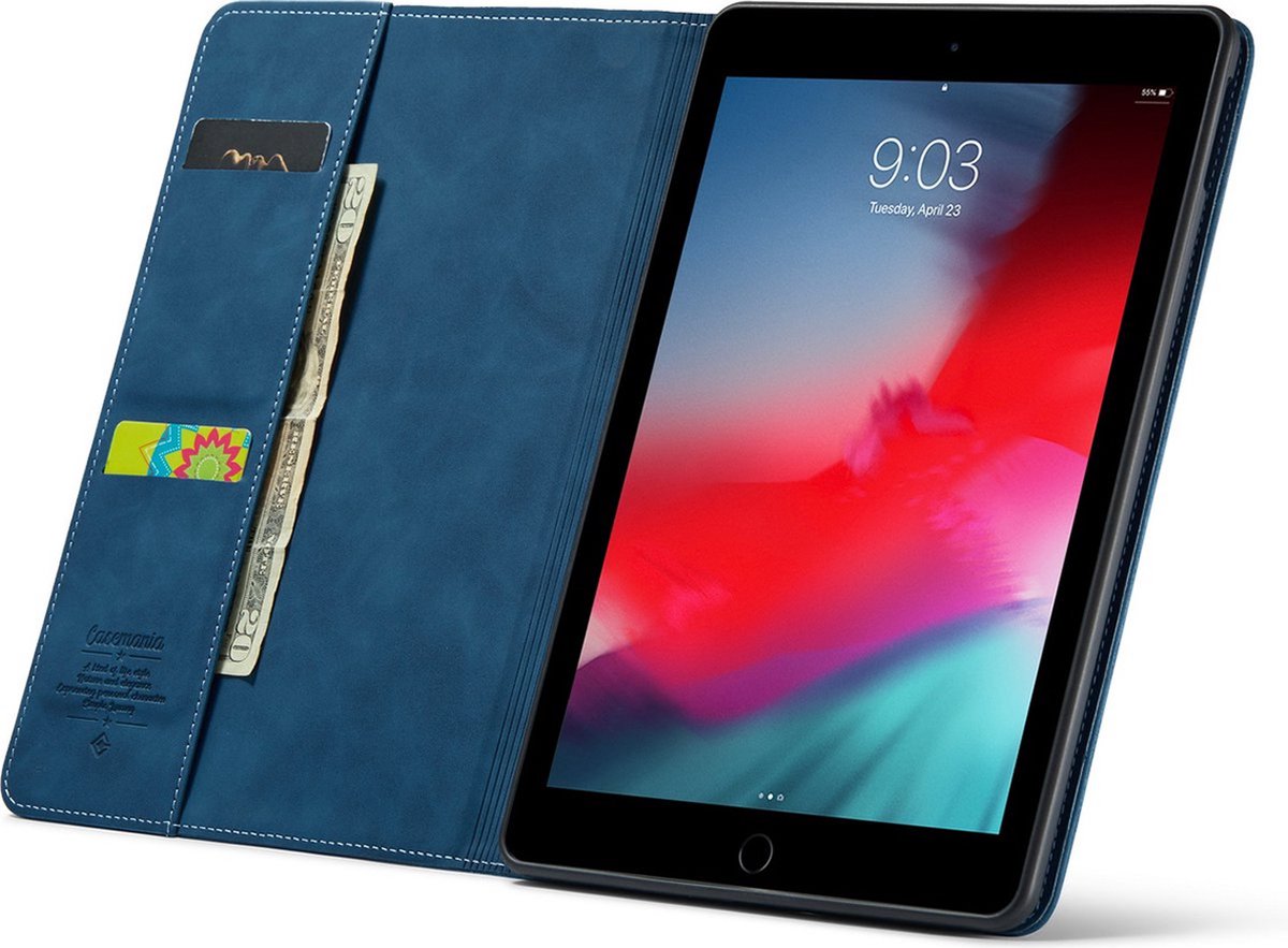 iPad 10.9 2022 (10e gen) Bookcase hoesje - CaseMe - Effen Donkerblauw - Kunstleer