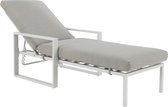 NATERIAL - ligstoel LAS VEGAS - tuinligstoel met 4-voudig verstelbare rugleuning - 207x77x98 cm - max.120kg - ligstoel met kussen - aluminium - polypropyleen - wit - grijs