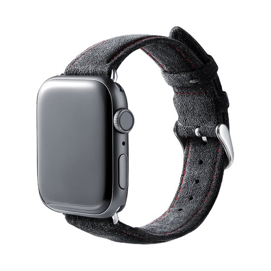Alcantara Apple Watch Band With Buckle - Space Grey Stitching - 42/44/45mm &... bol.com