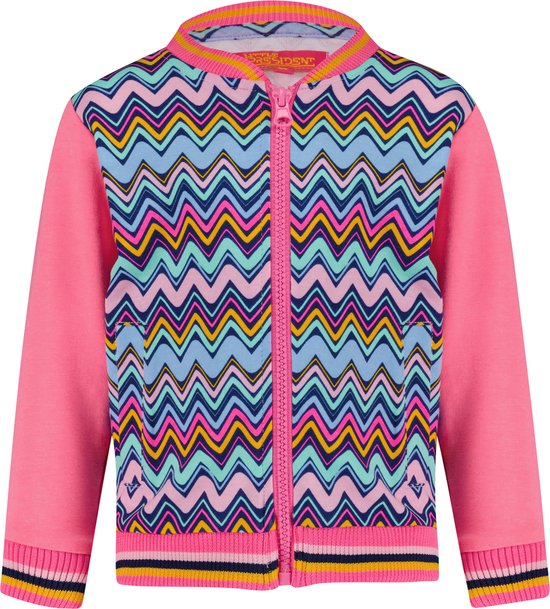 4PRESIDENT Sweater meisjes - Neon Pink/Zigzag AOP - Maat 80 - Meisjes trui  | bol.com