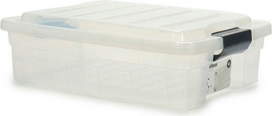 Homéa, Kunststof doos met deksel, bamboe, 5 l, 28 x 18 x 10,5 cm, taupe