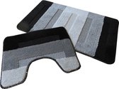 Ikado Badmat set zwart/grijs 50 x 80 cm + 40 x 50 cm