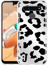 LG K41S Hoesje Luipaard Zwart Wit - Designed by Cazy