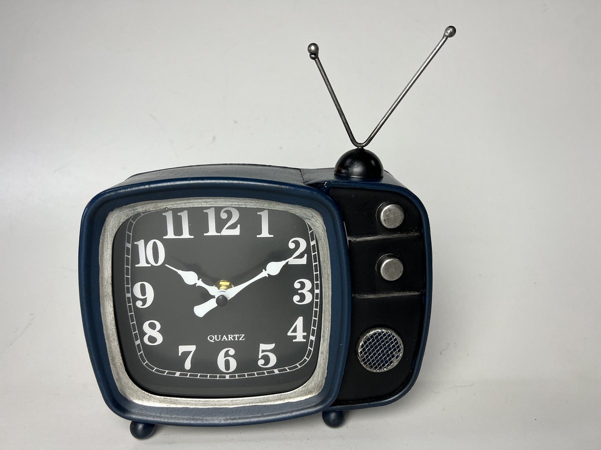 Retro TV klok donkerblauw