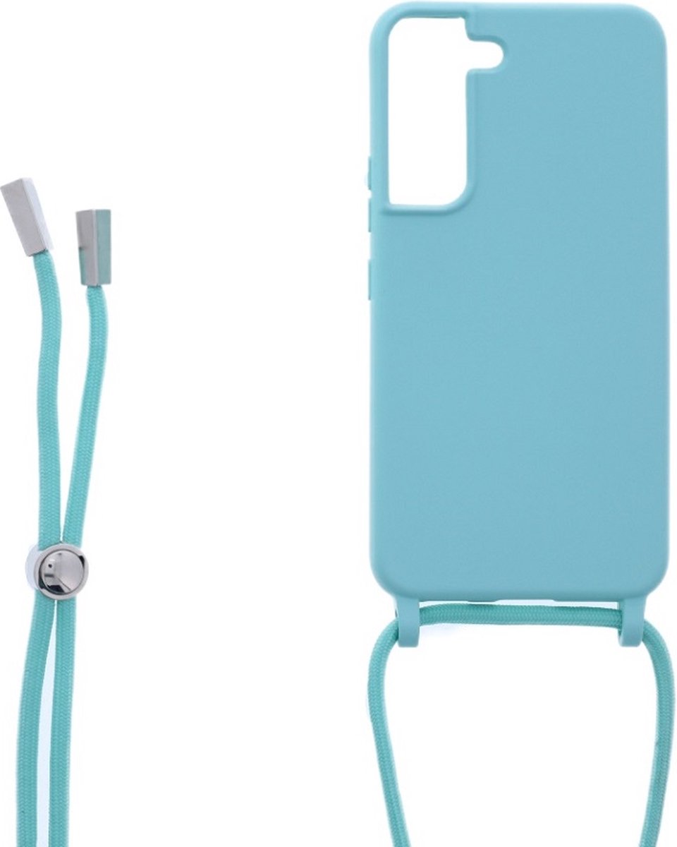LuxeBass Siliconen hoesje met koord geschikt voor Samsung Galaxy S21+ - Turquoise - telefoonhoes - gsm hoes - telefoonhoesje