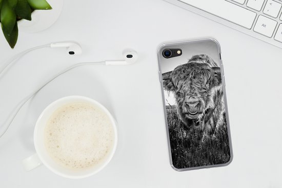 Coque iPhone 7 - Highlander écossais - Zwart - Wit - Siliconen