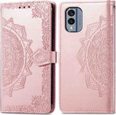 iMoshion Mandala Bookcase Nokia X30 hoesje - Rosé Goud