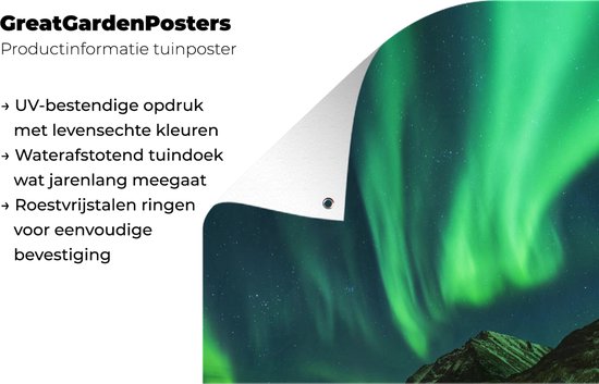 Lumière polaire au-dessus de l'île des Lofoten en Norvège affiche de jardin toile en vrac 80x120 cm - Toile de jardin / Toile d'extérieur / Peintures pour l'extérieur (décoration de jardin)