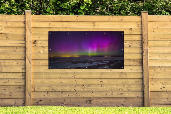 Décoration murale extérieur Aurora - Glace - Violet - 160x80 cm - Toile de jardin - Affiche extérieure