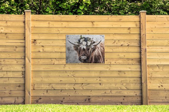 Tableau de jardin Highlander écossais - Fumée - Flora - 80x60 cm - Affiche de jardin