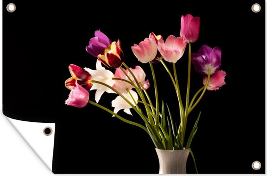 Tuindecoratie Tulpen - Stilleven - Bloemen - 60x40 cm - Tuinposter - Tuindoek - Buitenposter