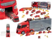 Camion de Pompiers 20 pièces avec rangement pour voiture et lanceur 57cm rouge - voiture jouet - speelgoed - set de jeu