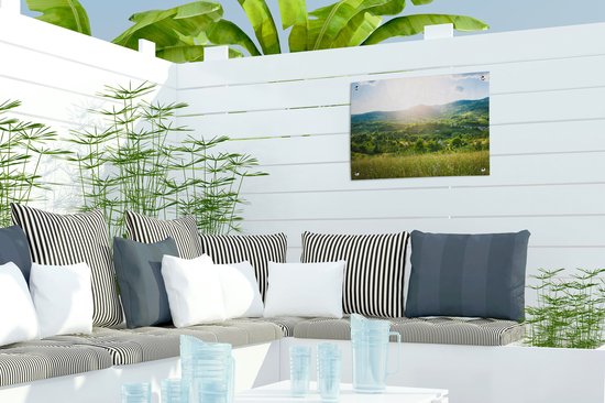 Décoration de Jardin Forêt - Paysage - Soleil - Nature - Lever du soleil - 40x30 cm - Toile jardin - Poster extérieur