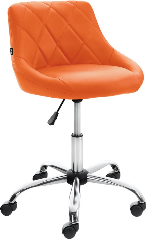 CLP Lazio Werkkruk - Werkstoel - Werkplaatskruk - Met rugleuning - Op wielen - Met rugleuning - Kunstleer - oranje Kunstleer