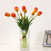 Tulipes Real Touch - Orange - Tulipes Real Touch - Oranje - Tulipes - Fleurs artificielles - Tulipes Artificielles - Bouquet Artificiel - Tulipe - 40 CM - Fleurs En Soie - Bloem En Latex - Mariage - Printemps - Printemps