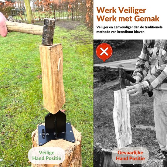 Miseru Houtklover – Geen Bijl Nodig – Houtsplijter – Houtkliever – HANDMADE in Holland - Houtklover voor aanmaakhout – Metaal — afbeelding 3