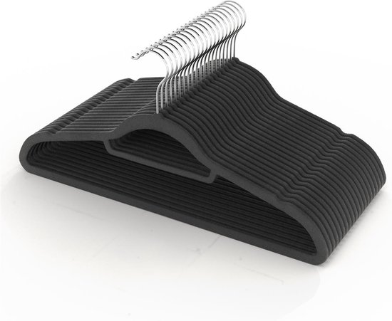 Kledinghangers, fluweel 20 stuks, 0,5 cm dik, kledinghanger, kleerhanger met niet-slipoppervlak, twee inkepingen, 360 ° roteerbare haak, niet-slip, grijs Kledinghangers, fluweel 20 stuks, 0,5 cm dik, kledinghanger, kleerhanger met niet-slipoppervlak, twee inkepingen, 360 ° roteerbare haak, niet-slip, grijs