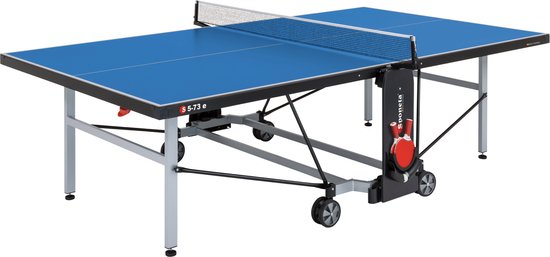 Sponeta® S5-73e Tafeltennistafel Outdoor - Blauw - Te gebruiken als zelftrainer - Pingpongtafel voor Buiten - Inklapbaar - Inclusief tafeltennisnet en 2 batshouders - 6mm Weerbestendig blauw tafelblad - 10 Jaar garantie - Made in Germany