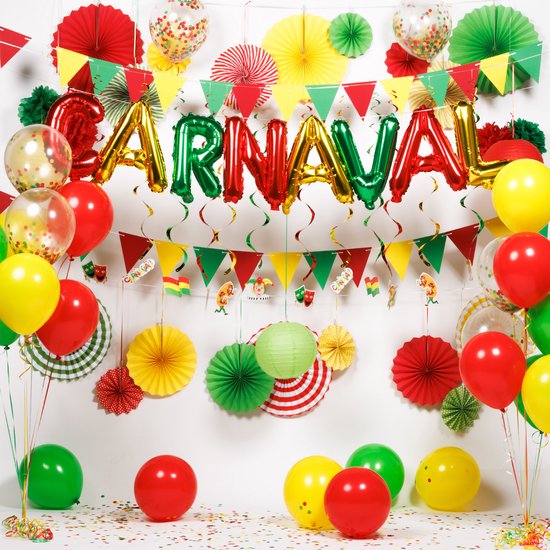 Margaret Mitchell Verhoogd grijnzend Fissaly® 86 Stuks Carnaval Versiering Decoratie Rood, Geel & Groen -  Feestpakket Incl.... | bol.com