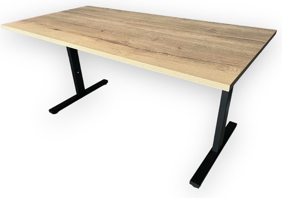 Instelbaar bureau (in hoogte verstelbaar) - halifax natuur eiken - zwart onderstel - 180 x 80 - NIEUW - height adjustable desk - gaming desk - computertafel - thuiswerken