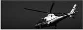 WallClassics - Poster Glanzend – Vliegende Helikopter in Zwart Wit - 120x40 cm Foto op Posterpapier met Glanzende Afwerking