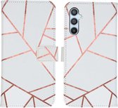 iMoshion Hoesje Geschikt voor Samsung Galaxy A34 (5G) Hoesje Met Pasjeshouder - iMoshion Design Softcase Bookcase - Wit / White Graphic