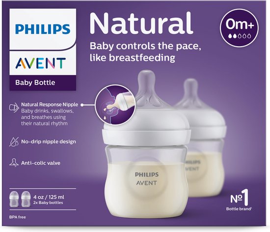 Biberon naturel Philips Avent, 125 ml 0+ – Sweet Baby